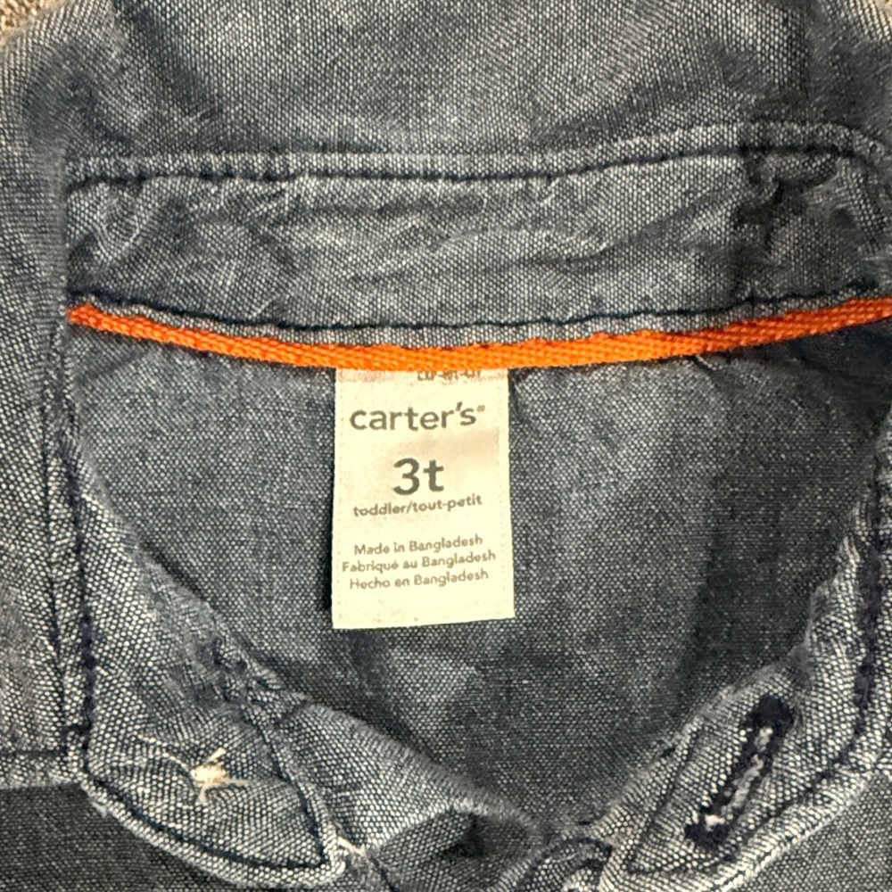 Carters 3T Blue Long Sleeve Button Down Shirt - Picture 2 of 5